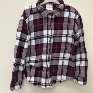 Red and White Plaid Button Down Shirt